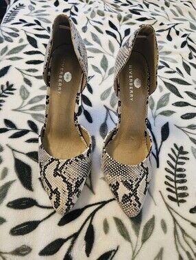 Women's Snake-Print D'Orsay Heels in Beige and Black